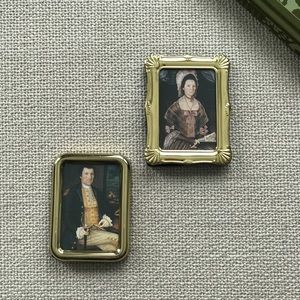 2 Vintage Brass Framed Portrait Prints
